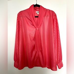 Vintage Coral Pink Women’s Button-down Blouse | Size 44 / L